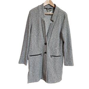 Maurices Womens Small Black & White Long Cardigan Jacket